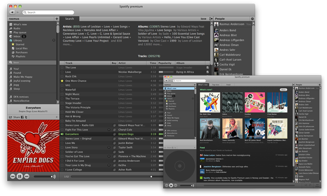 Первый интерфейс десктопного приложения Spotify