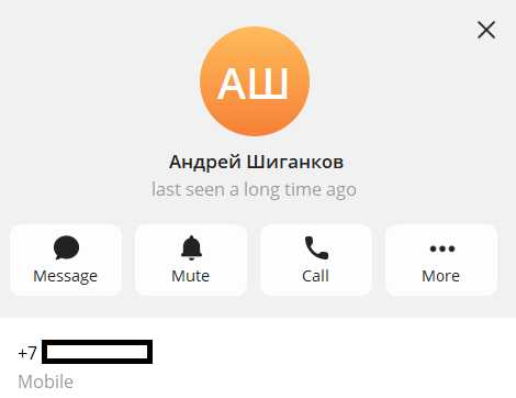 Профиль Шиганкова в Telegram